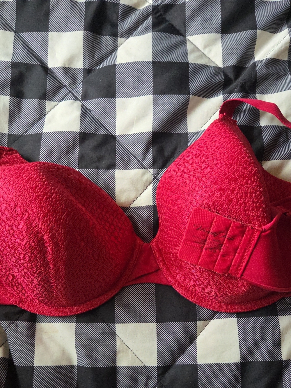 Red Lace Contour Bra, Underwire, 36DD